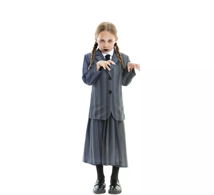 Translation missing: pt-PT.Disfraz de Uniforme Escolar Gótico a rayas para niña y adolescente