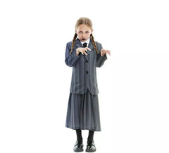 Traje de uniforme escolar gótico listrado para meninas e adolescentes