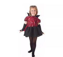 Fato de vampiro esqueleto elegante com capa para menina