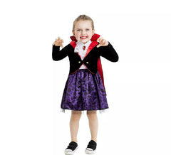Fato de vampiro clássico com capa e gola para bebé e menina