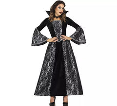 Fato de vampiro gótico prateado para mulher