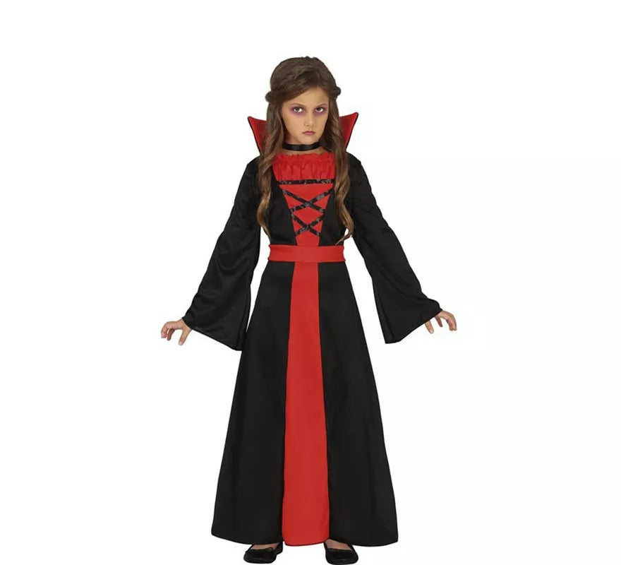 Translation missing: pt-PT.Disfraz de Vampiresa Elegante rojo y negro para niña
