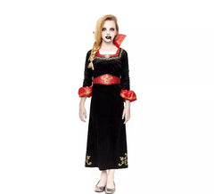 Fato de vampiro vermelho e preto para menina