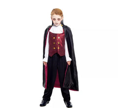 Fato clássica de vampiro com capa longa para meninos