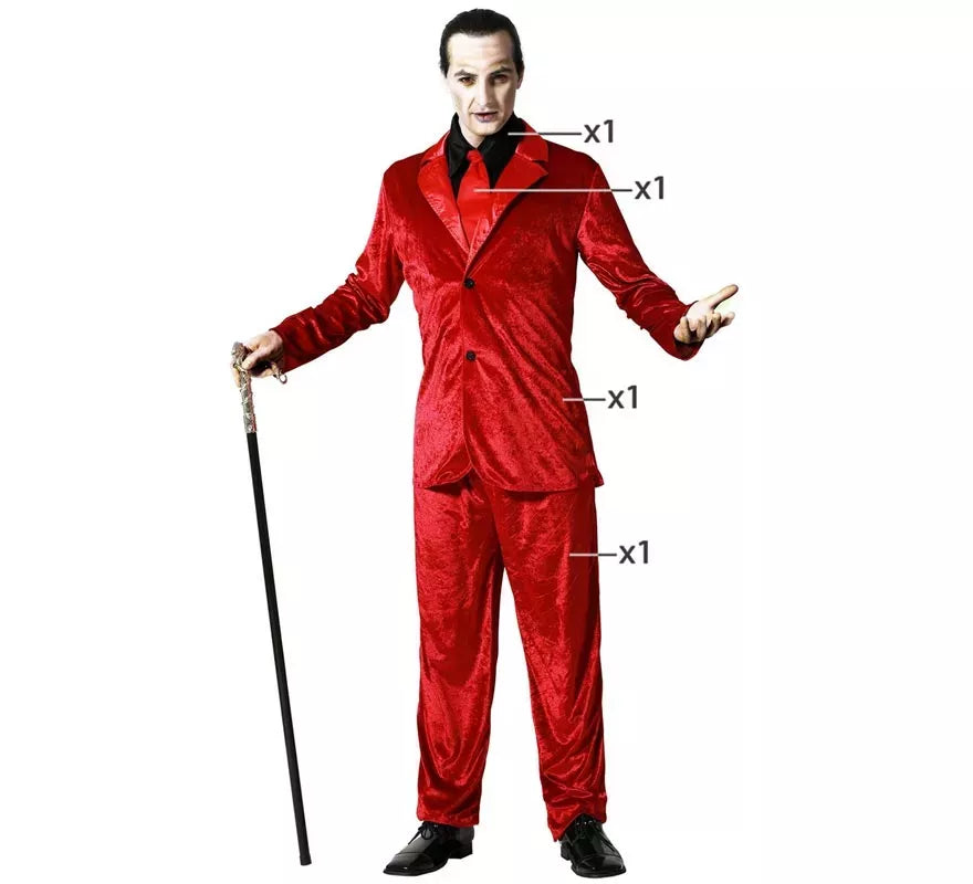 Translation missing: pt-PT.Disfraz de Vampiro Elegante Rojo para hombre