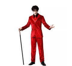 Fato de vampiro vermelho elegante para homem
