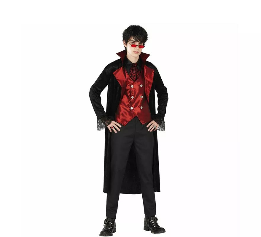 Translation missing: pt-PT.Disfraz de Vampiro Maligno con chaleco rojo para hombre