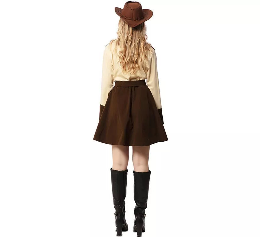 Translation missing: pt-PT.Disfraz de Vaquera beige y marrón con cinturón para mujer