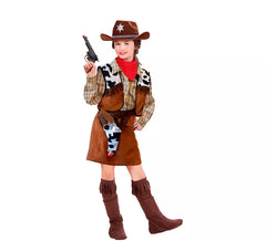 Fato de cowboy de vaqueira para menina
