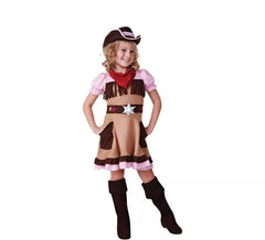 Fato de Cowgirl Cuqui castanho para menina