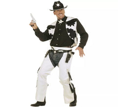 Fato de cowboy de rodeio branco masculino