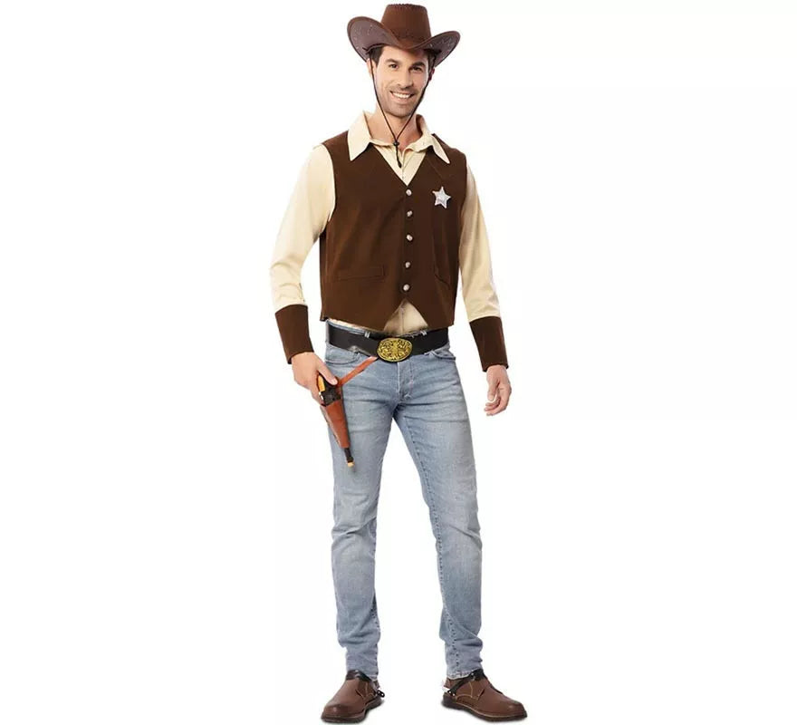 Translation missing: pt-PT.Disfraz de Vaquero Sheriff marrón para hombre