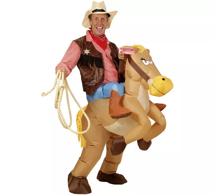 Translation missing: pt-PT.Disfraz de Vaquero sobre Caballo Hinchable para adulto