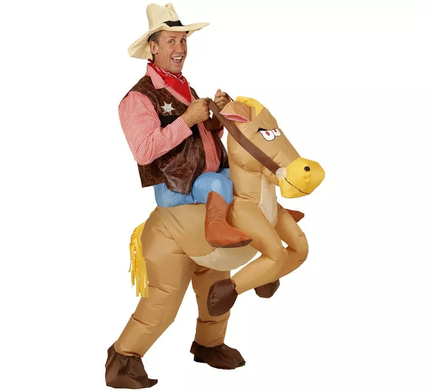Translation missing: pt-PT.Disfraz de Vaquero sobre Caballo Hinchable para adulto