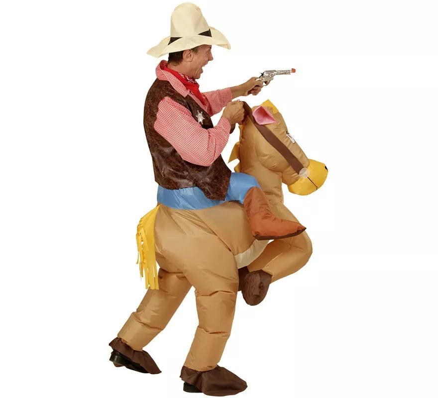 Translation missing: pt-PT.Disfraz de Vaquero sobre Caballo Hinchable para adulto