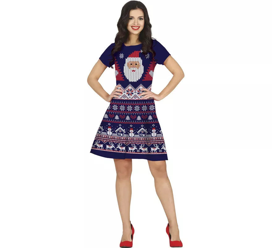 Translation missing: pt-PT.Disfraz de Vestido Azul Crochet Navideño para mujer