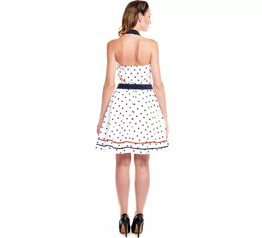 Translation missing: pt-PT.Disfraz de Vestido Blanco con Lunares Años 50 para mujer