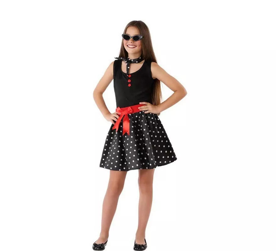 Translation missing: pt-PT.Disfraz de Vestido de los Años 60 Negro para niña