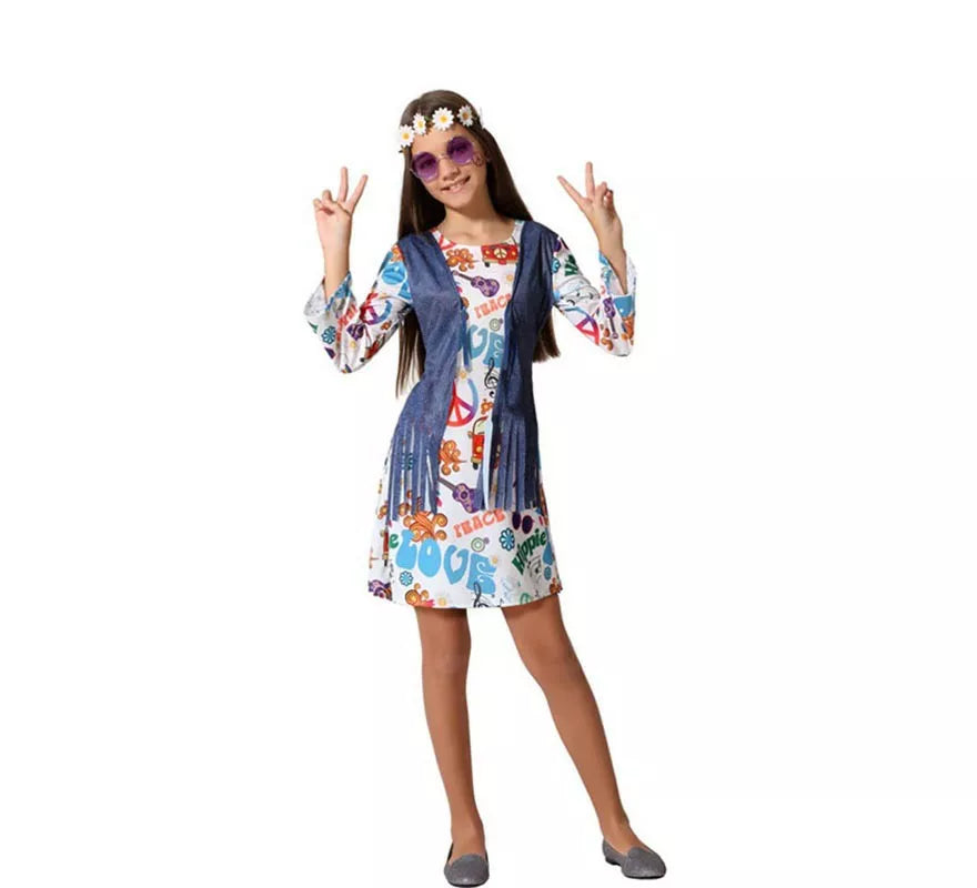 Translation missing: pt-PT.Disfraz de Vestido Hippie con Estampado para niña