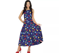 Traje de Natal longo azul para mulheres