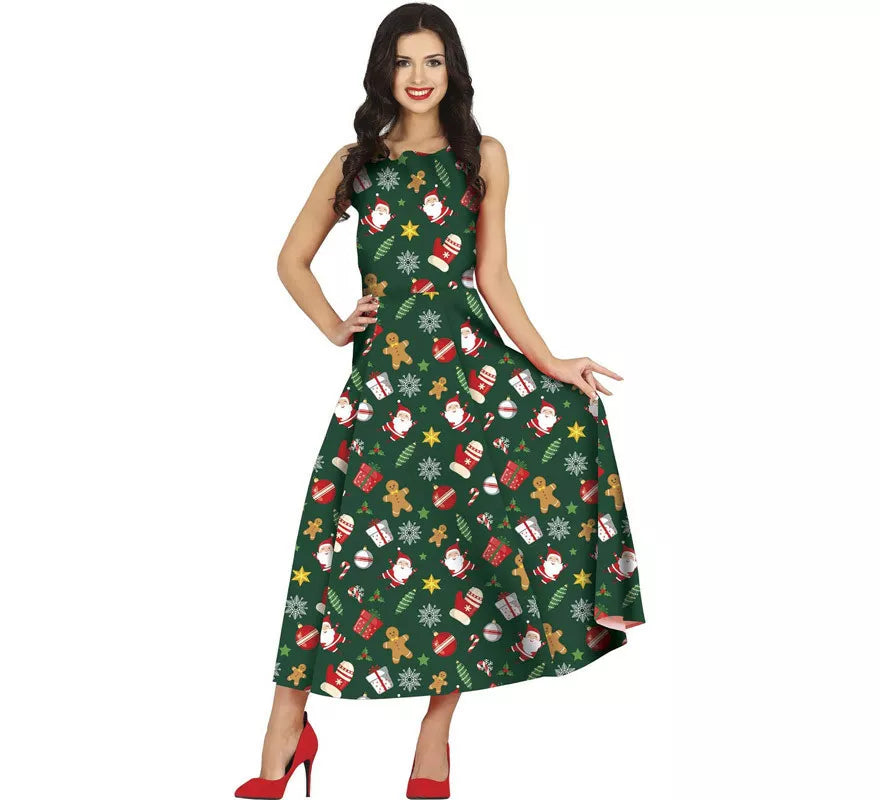 Translation missing: pt-PT.Disfraz de Vestido Navidades Verde Largo para mujer