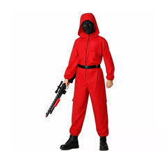 Fato de vigilante cúmplice de macaco vermelho para adulto