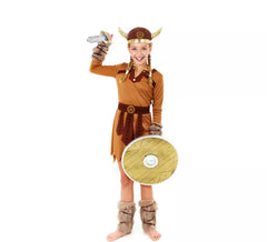 Fato de Guerreiro Viking Castanho para menina