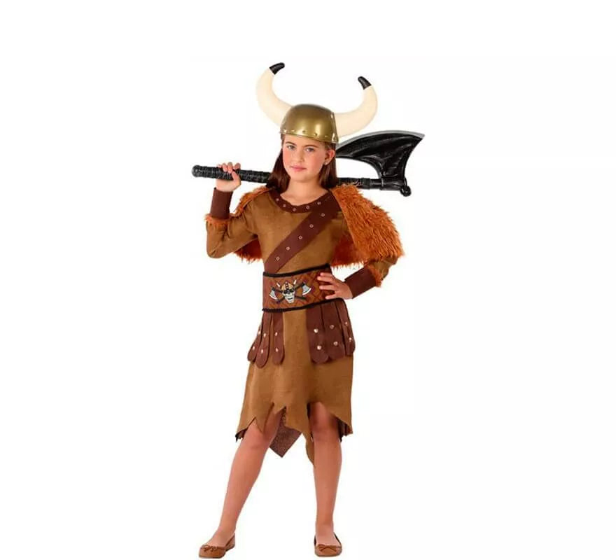 Translation missing: pt-PT.Disfraz de Vikinga Marrón para niña