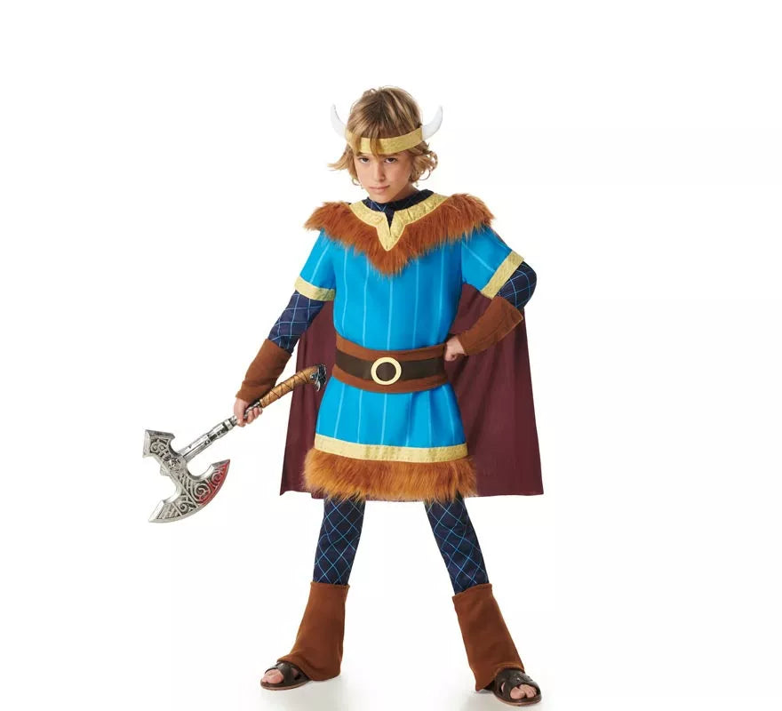 Translation missing: pt-PT.Disfraz de Vikingo azul con Capa para niños