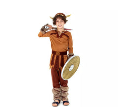 Fato de guerreiro viking castanho para menino
