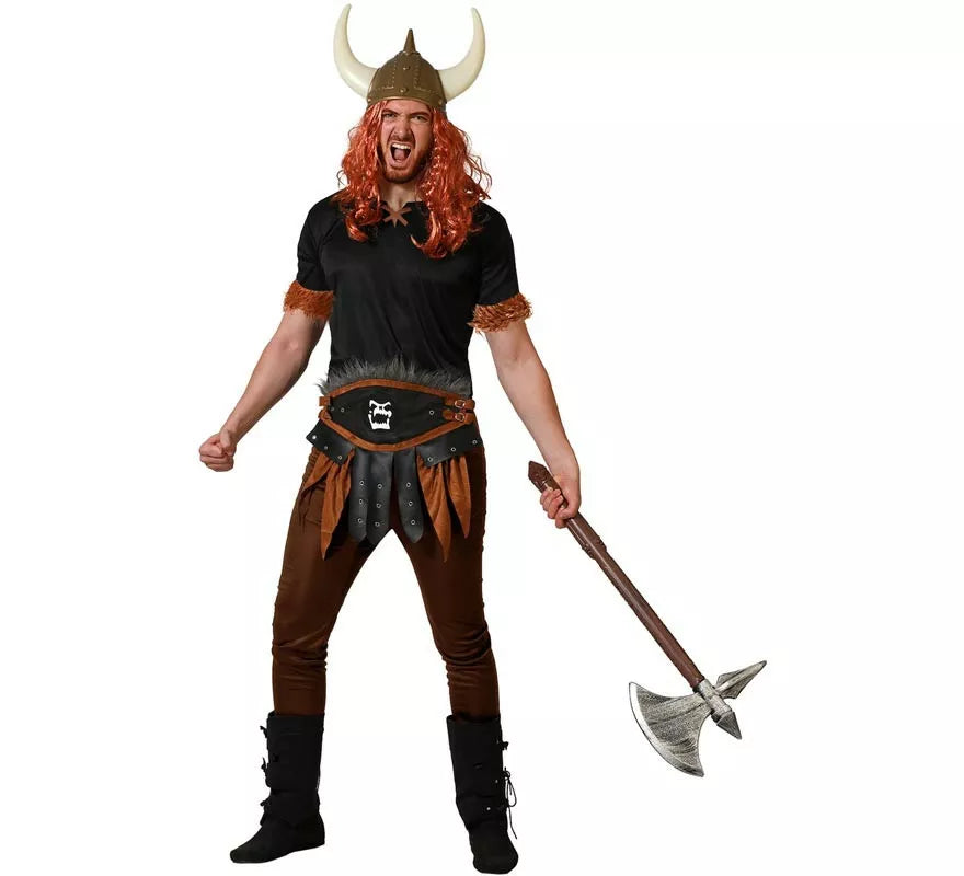 Translation missing: pt-PT.Disfraz de Vikingo marrón oscuro con cinturón para hombre