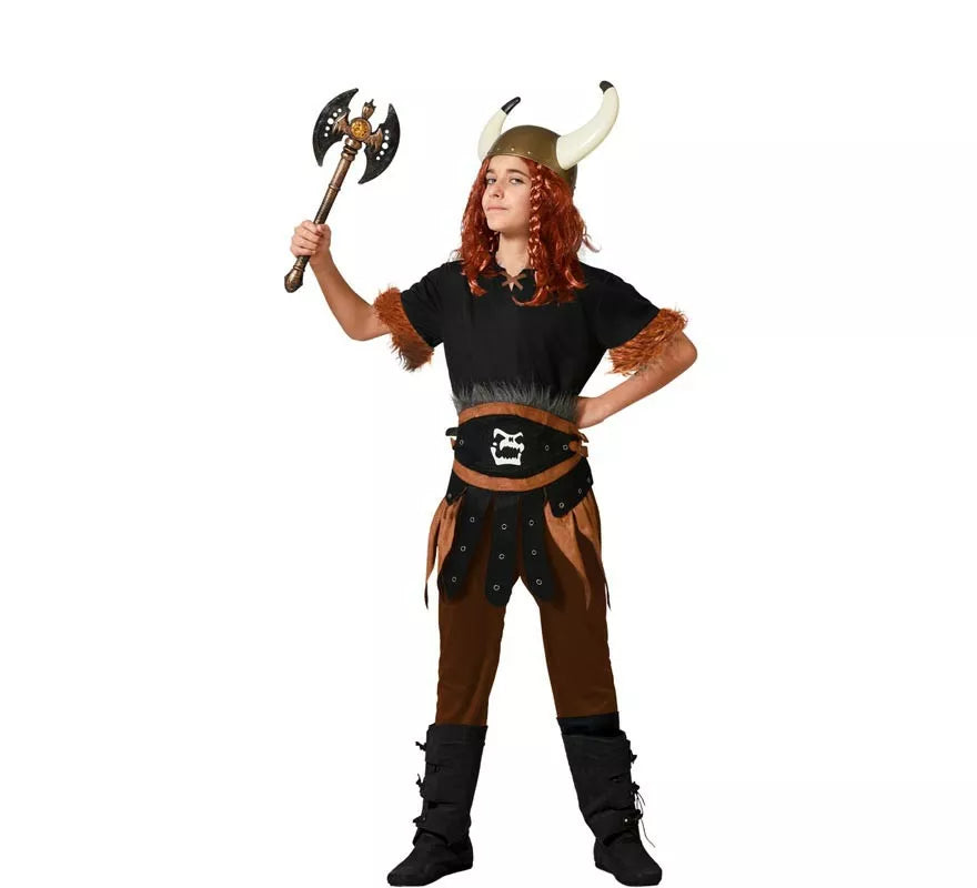 Translation missing: pt-PT.Disfraz de Vikingo marrón oscuro con cinturón para niño