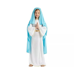 Fato de Virgem Maria com véu para menina