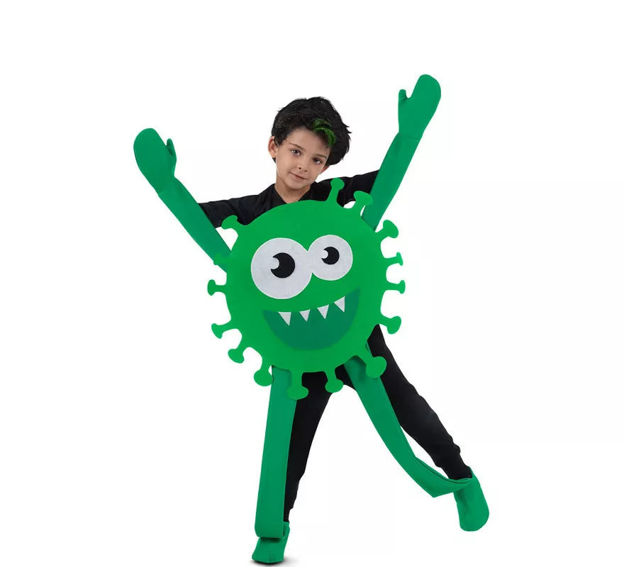 Translation missing: pt-PT.Disfraz de Virus Verde Sonriente para niños