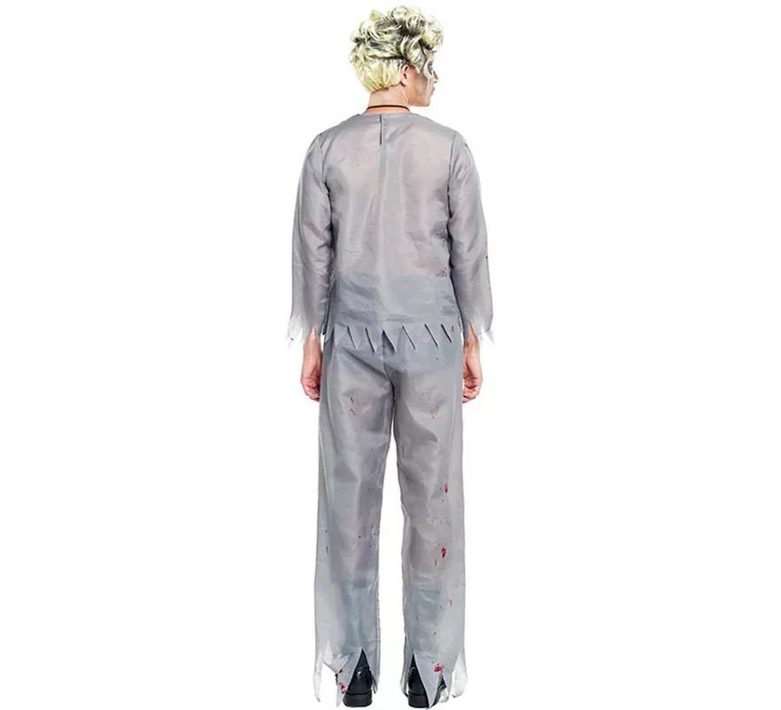 Translation missing: pt-PT.Disfraz de Zombie Colegial Gris para hombre