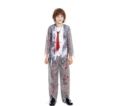 Fato de zumbi escolar cinza para menino
