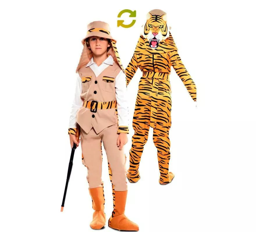 Translation missing: pt-PT.Disfraz Doble de Cazador y Tigre para niños