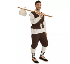 Fato de escudeiro medieval ou camponês para homem