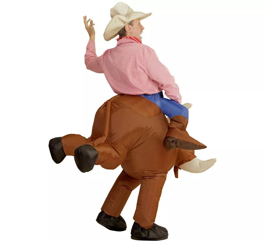 Translation missing: pt-PT.Disfraz Hinchable de Vaquero montando Toro Salvaje para adulto