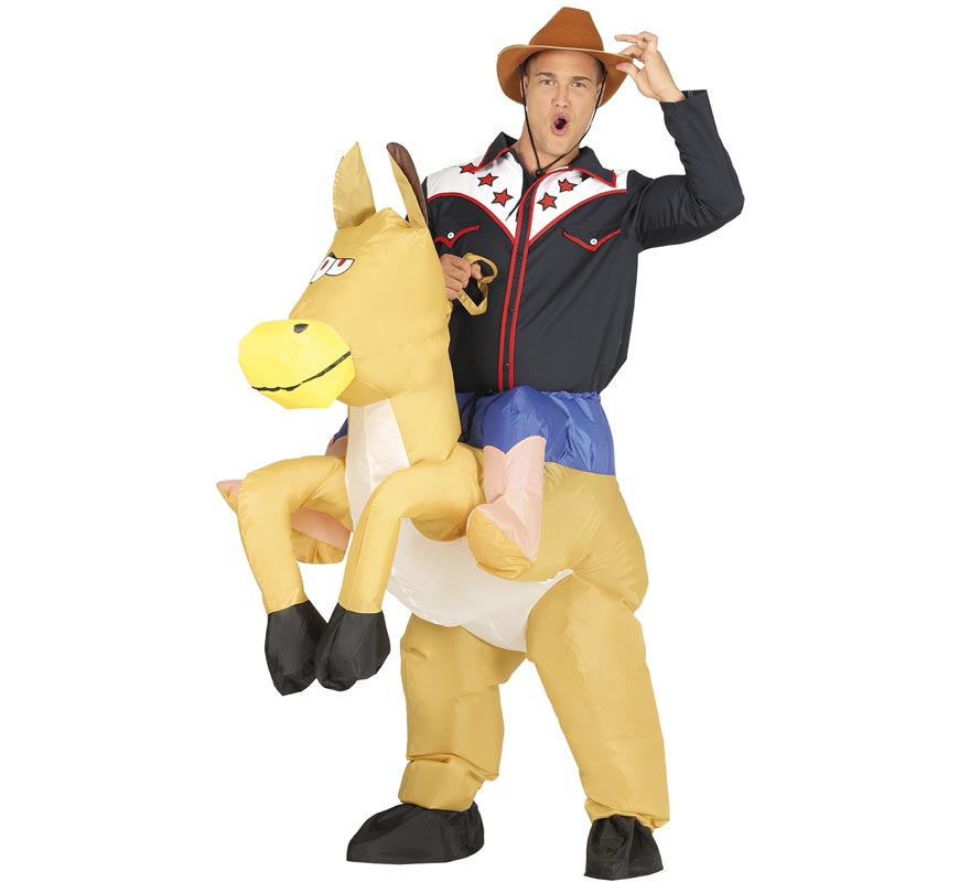 Translation missing: pt-PT.Disfraz Hinchable Vaquero montando Caballo para adultos