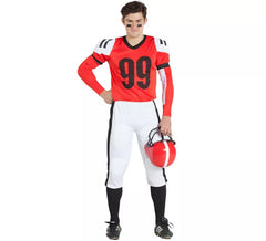 Fato de jogador de rugby vermelho e branco para homem