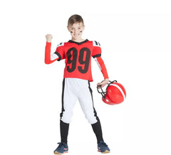Fato de jogador de rugby vermelho e branco para menino