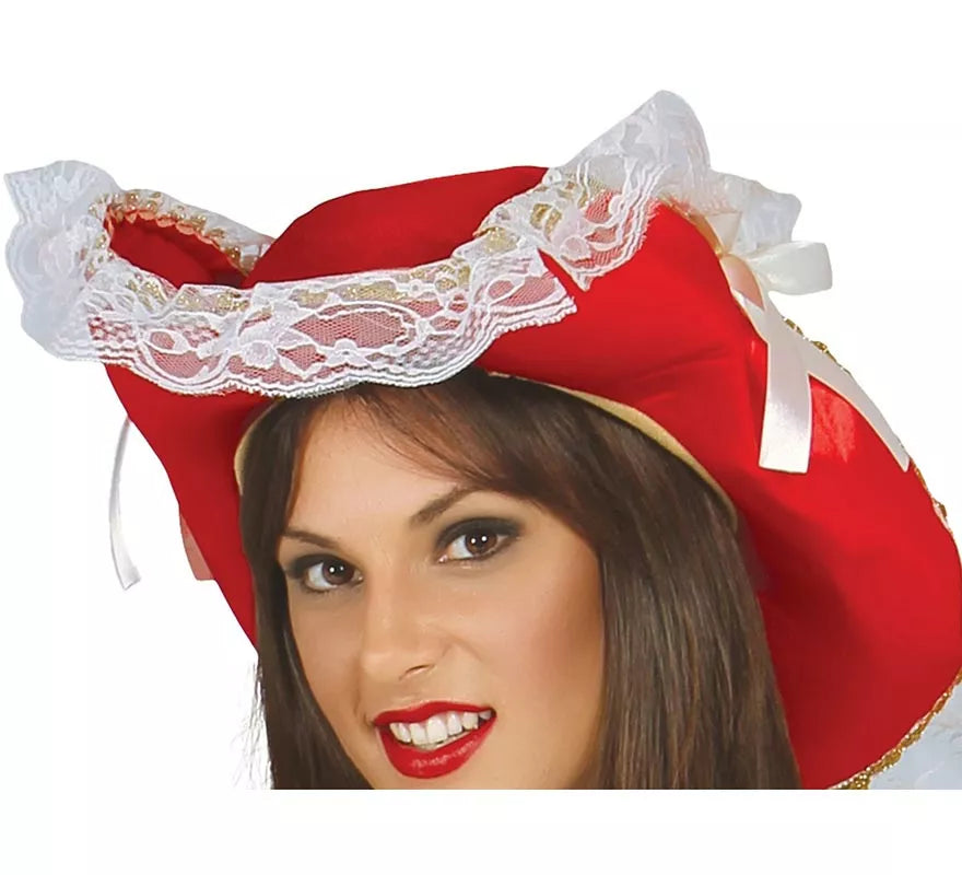 Translation missing: pt-PT.Disfraz Mosquetera Roja con Flor de Lis para Mujer