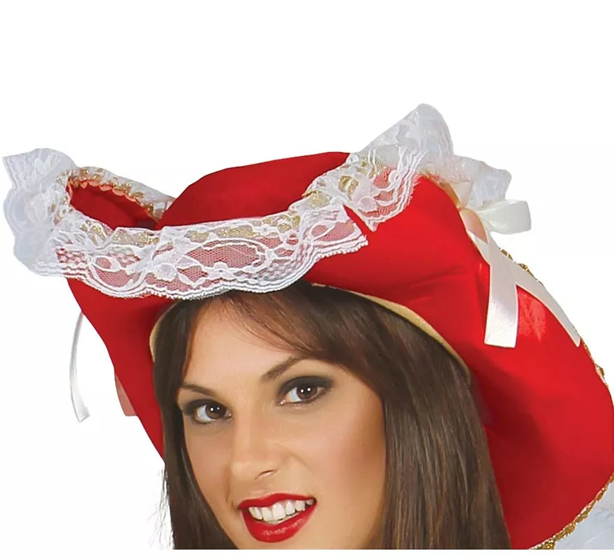Translation missing: pt-PT.Disfraz Mosquetera Roja con Flor de Lis para Mujer
