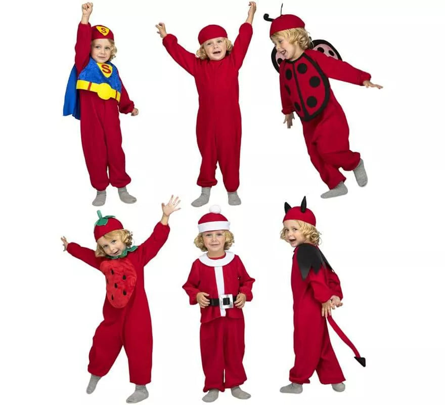 Translation missing: pt-PT.Disfraz Múltiple Rojo 6 en 1 para niños y bebé
