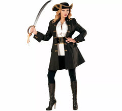 Fato ou casaco de capitão pirata para mulheres