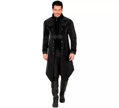 Traje ou casaco gótico de veludo preto para homem