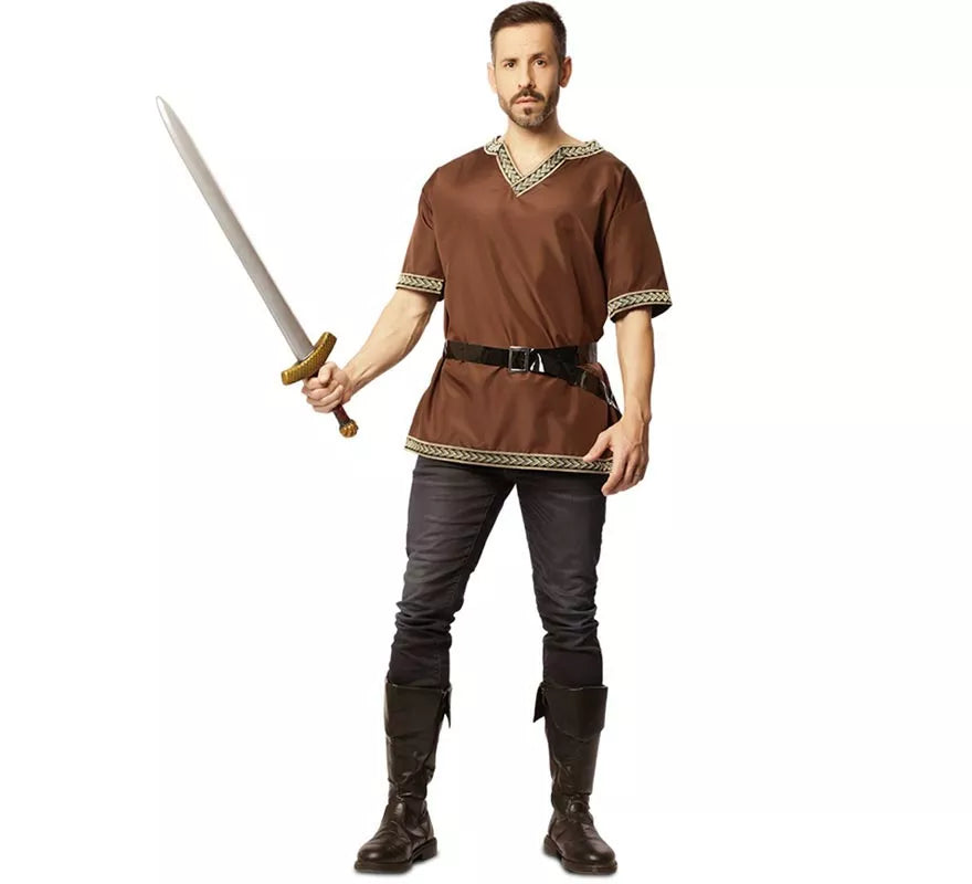 Translation missing: pt-PT.Disfraz o Camisa Medieval Marrón con cinturón para hombre