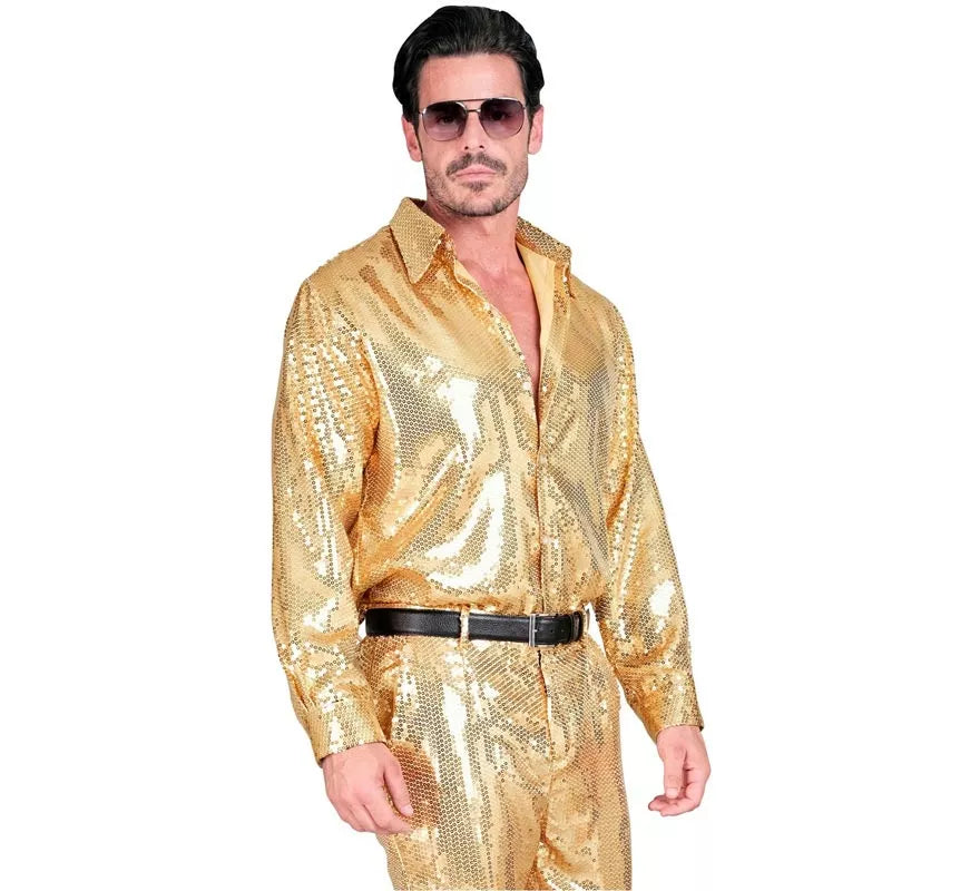 Translation missing: pt-PT.Disfraz o Camisa Moda dorado con lentejuelas para hombre