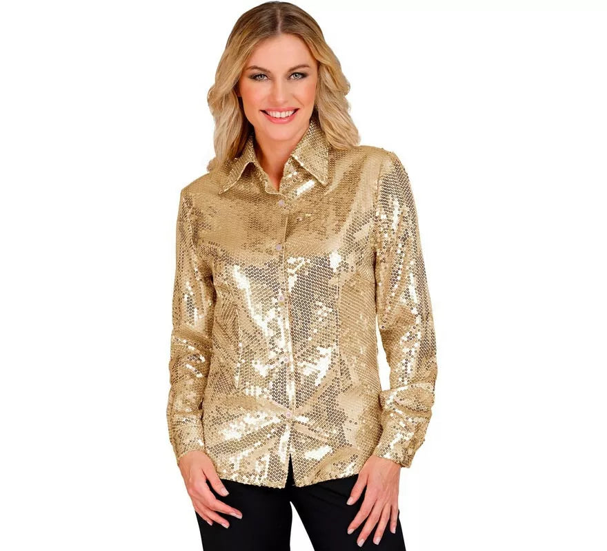 Translation missing: pt-PT.Disfraz o Camisa Moda dorado con lentejuelas para mujer